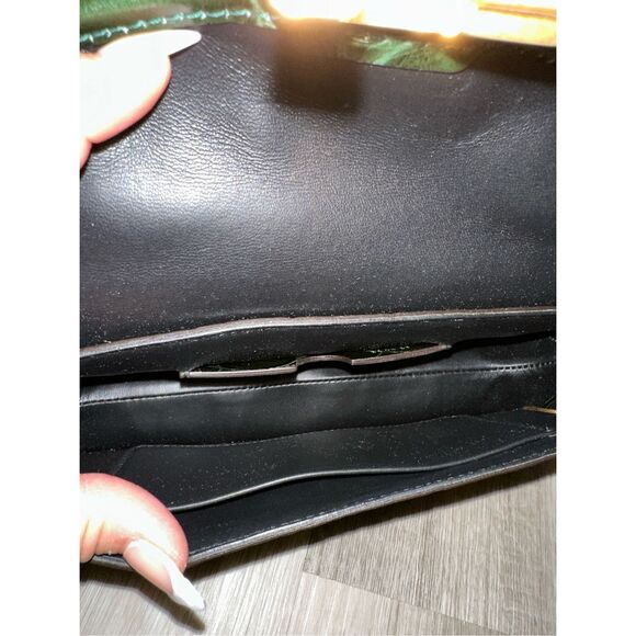 Balmain Blaze Smooth Calf Leather Medium Flap Clutch Crossbody Bag Green $2650 - Picture 11 of 16